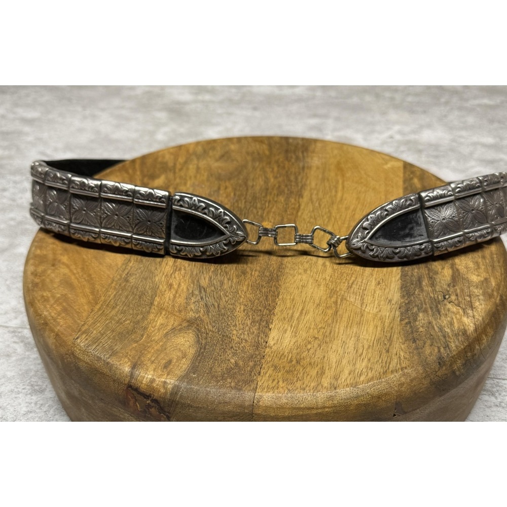 Vintage Brighton Belt Womens Medium Black Leather Tooled Western Butterfly 46303